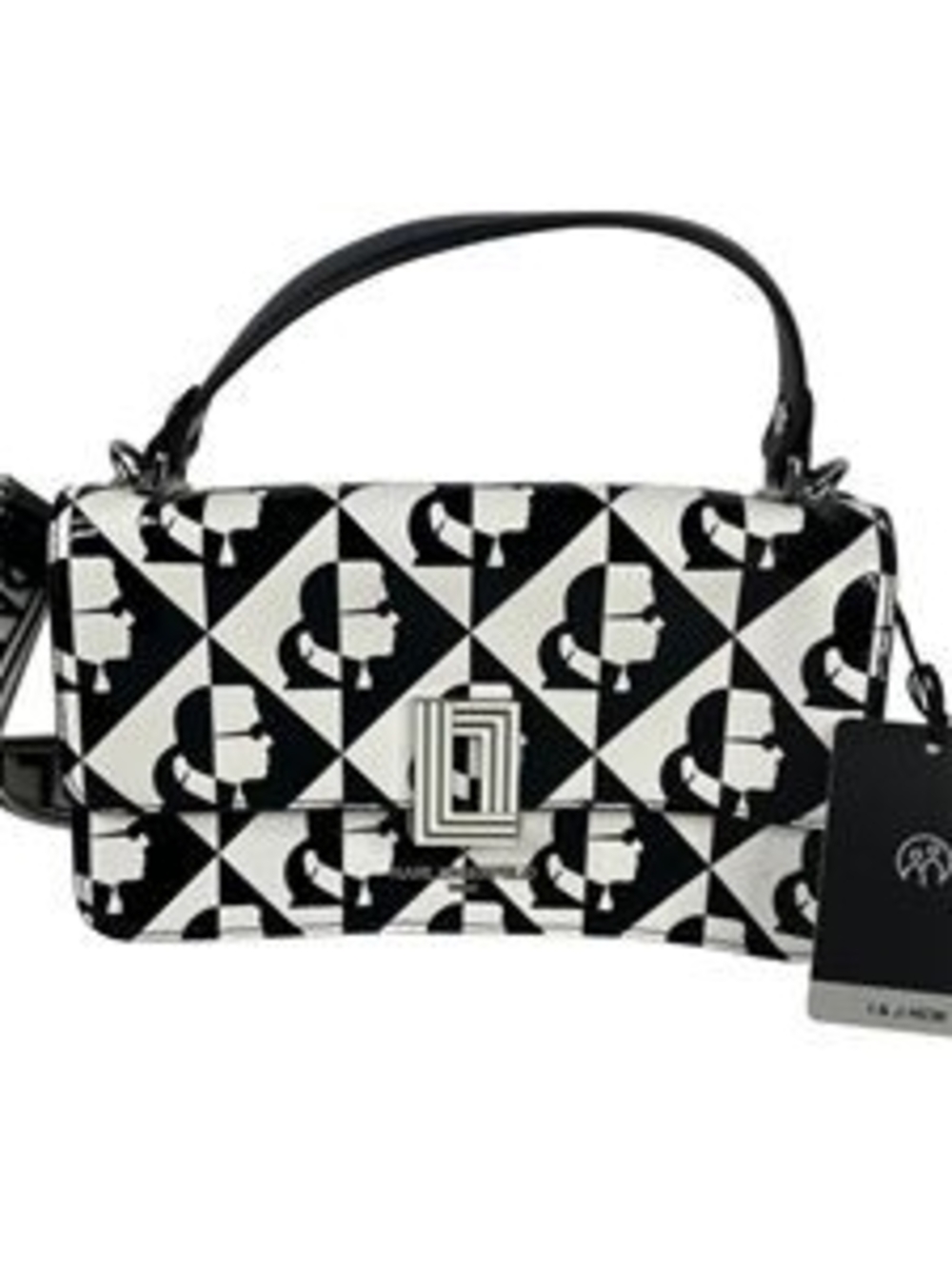 Karl Lagerfeld Crossbody Bag Black White Optical Print